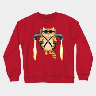 Jet Pack Cat Print Crewneck Sweatshirt